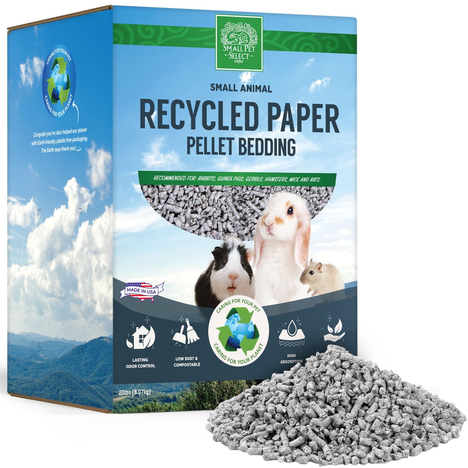 Recycled Paper Pellet Bedding, Litter for Rabbit, Guinea Pig, Hamster, Bunny ...
