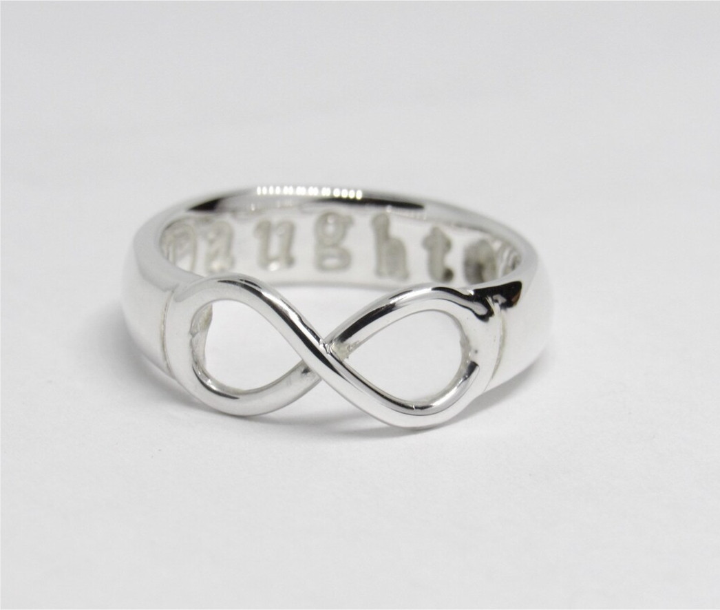 Sterling Silver Infinity Ring • Personalized Hand Stamped Stacking Ring Gift