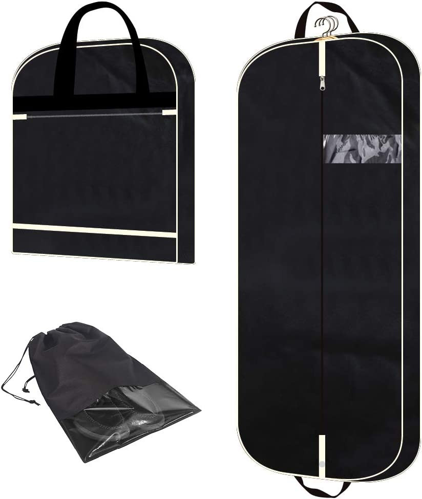 54" Garment Bag with Extra Large Pockets for Travel, Gusseted Suit Cover Mens Wo