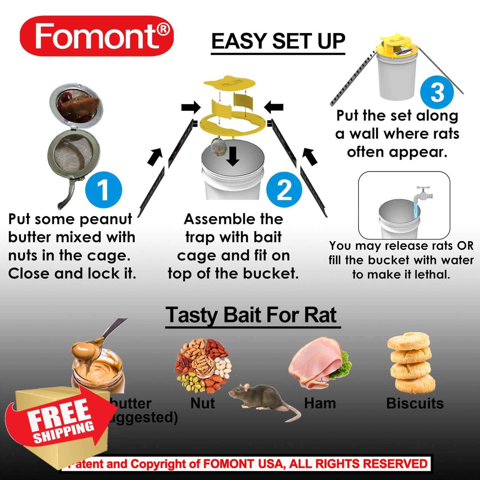 2026 Mouse Rat Trap Bucket Lid Metal Bait Cage Auto Reset 5 Gal