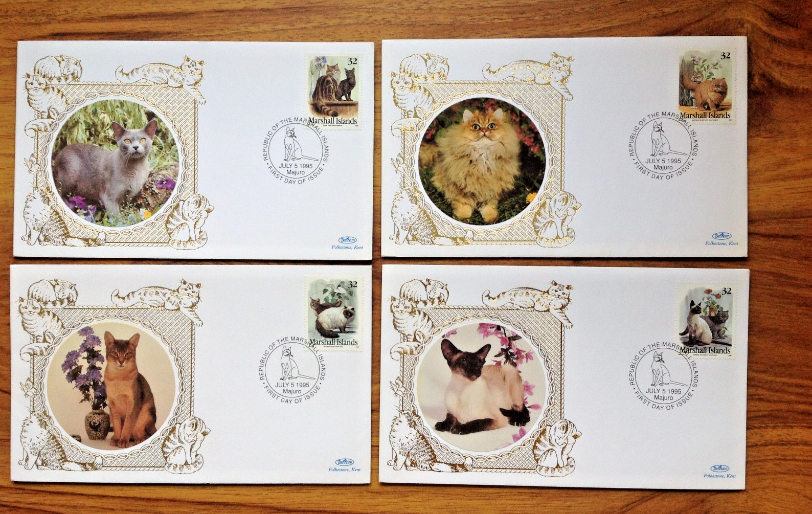 Cats Marshall Islands  special pmks  Benham First Day Covers 1995. Free UK P&P