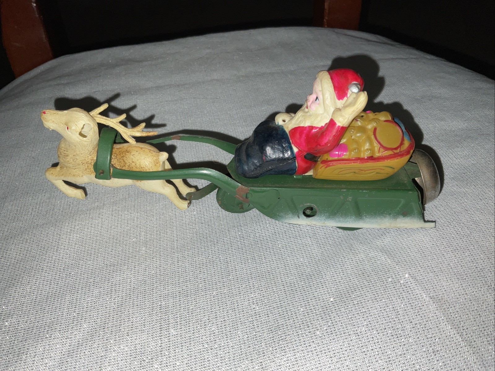 Vtg Celluloid & Metal Made In  Japan Christmas Santa Wind Up Toy TLC