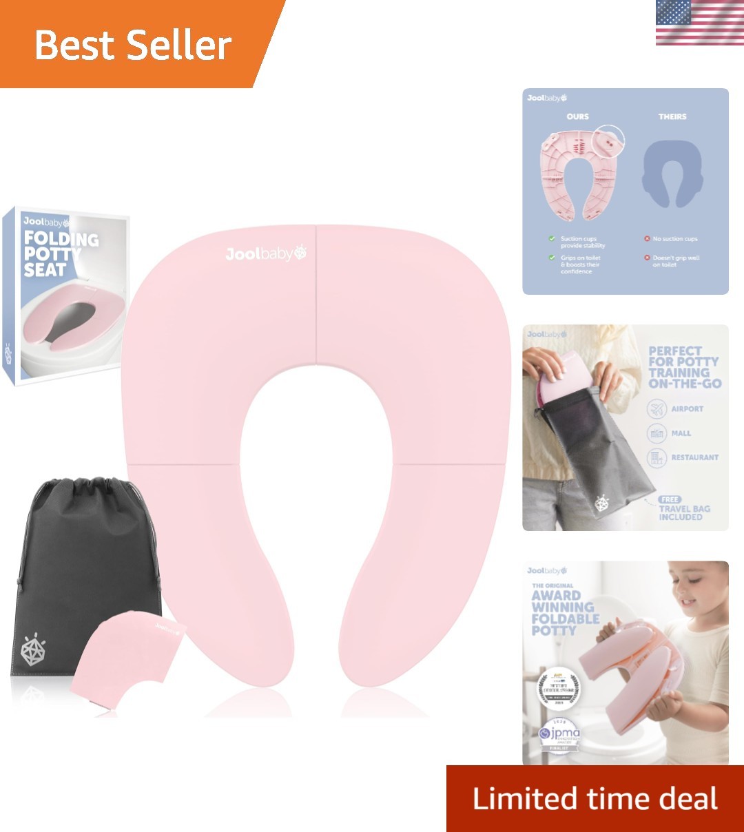 Folding Travel Potty Seat for Toddlers - Fits Most Toilets, Pink