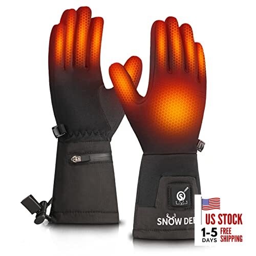 Heated Glove Liners Men Women,Rechargeable Battery Heated XL / XXL Black