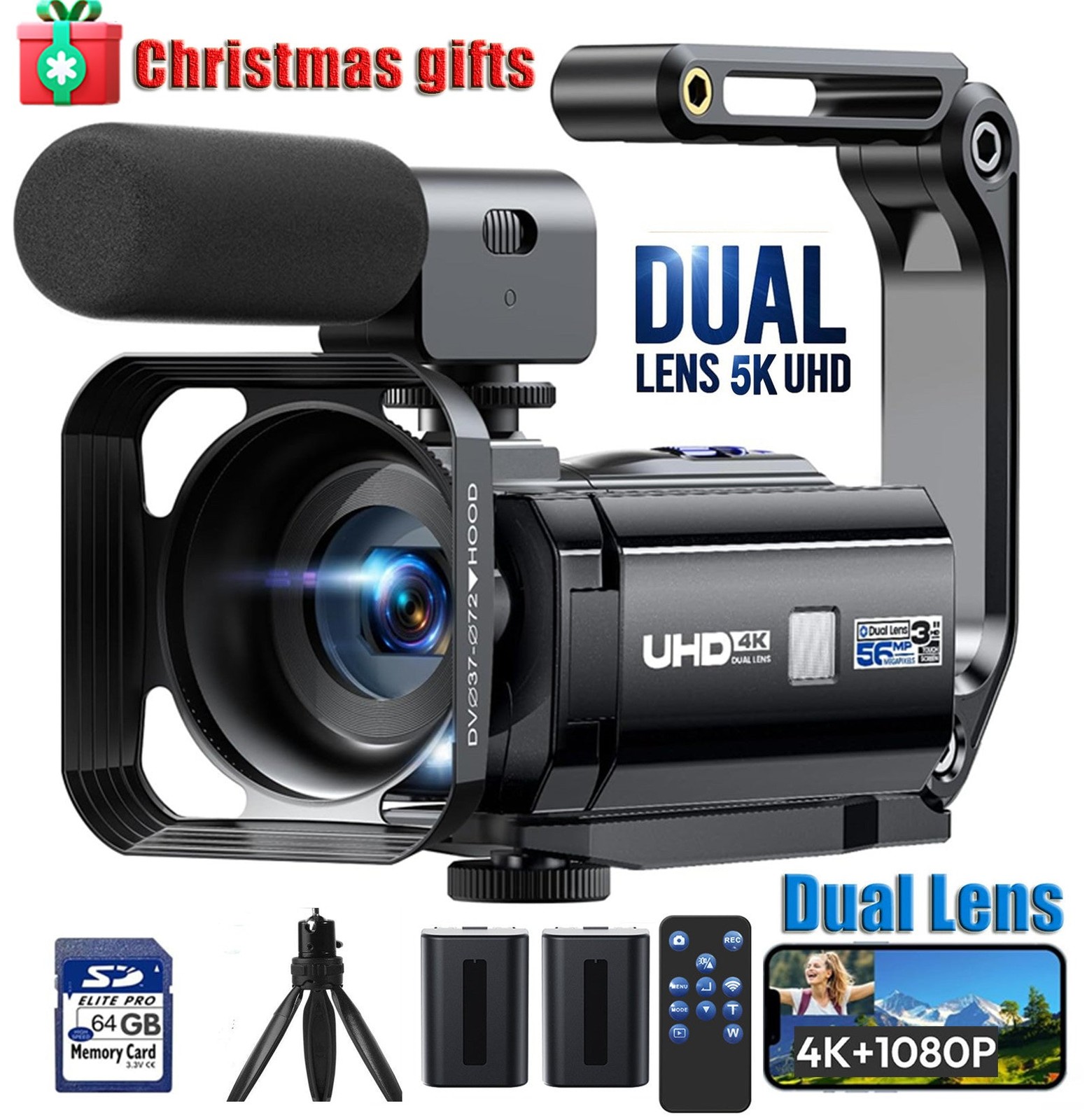 🔥5K Camcorder Video Camera Dual Lens WiFi Night Vision YouTube Vlogging Camera