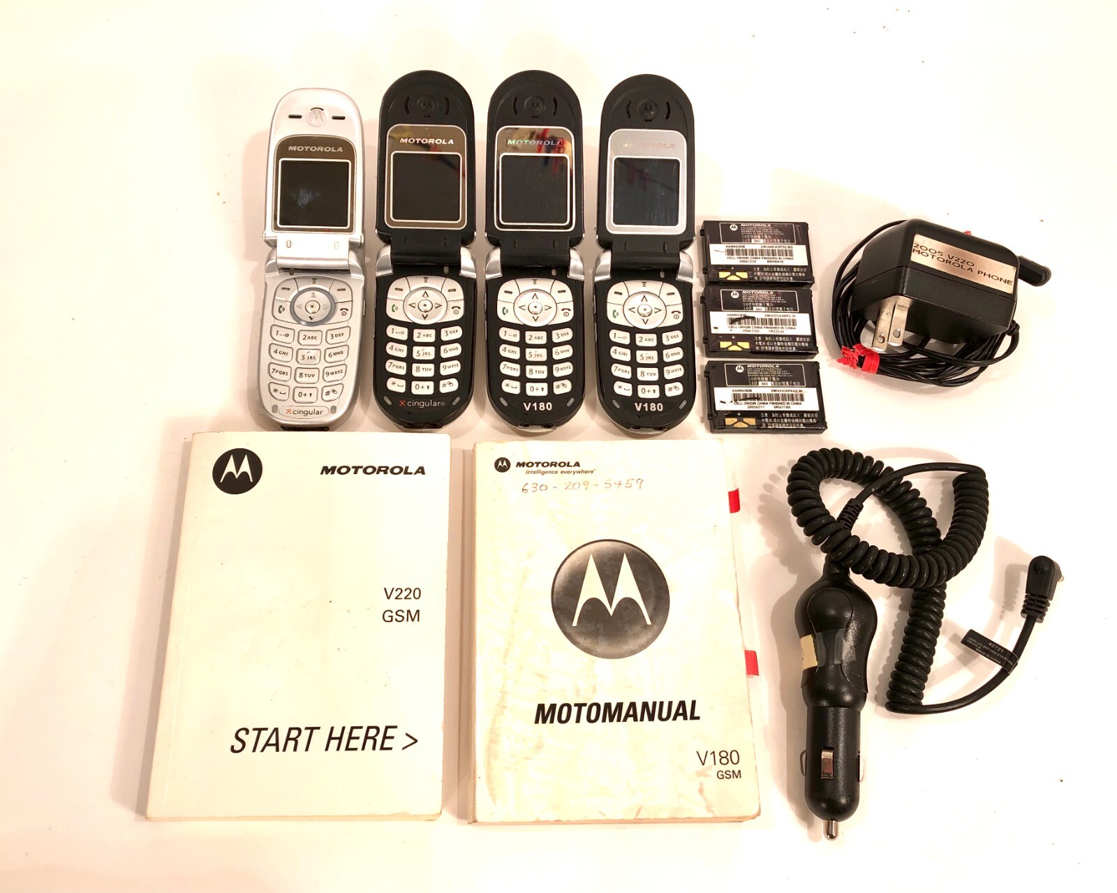Vintage Motorola Cell V180 And Cingular A Lot Of 4 Phones LOOK And READ