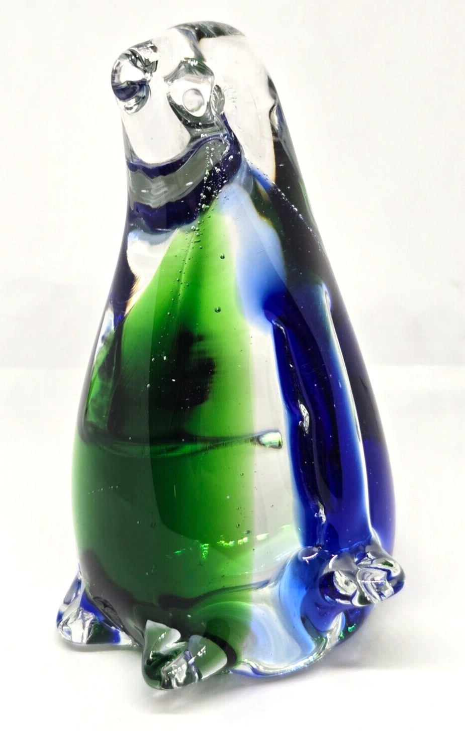 Hand-Blown Art Glass Murano-Style Penguin Figurine Heavy Paperweight 4"