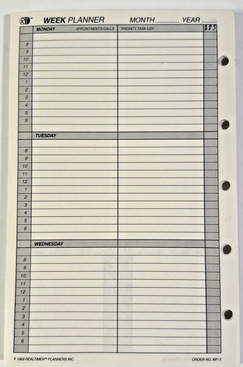 Real Estate Agent supplies Your Weekly Planner form production producer leads