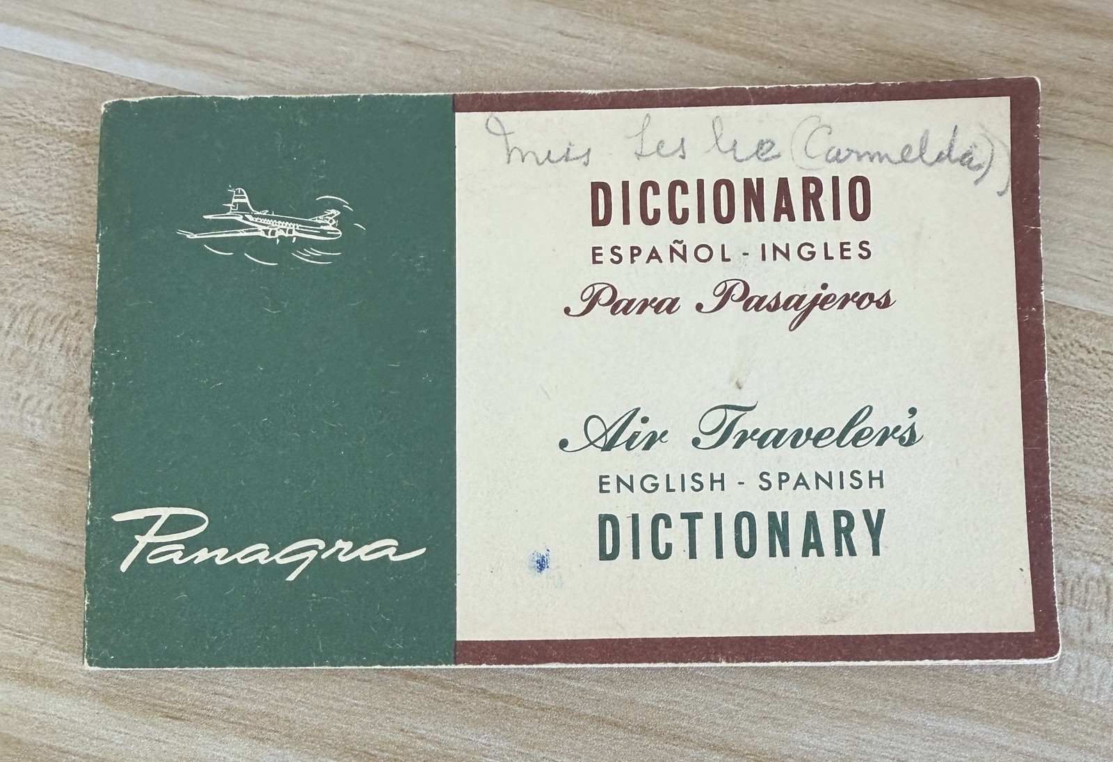 Vintage Original PANAGRA Pan Am Grace Airways Airline Spanish/English Dictionary