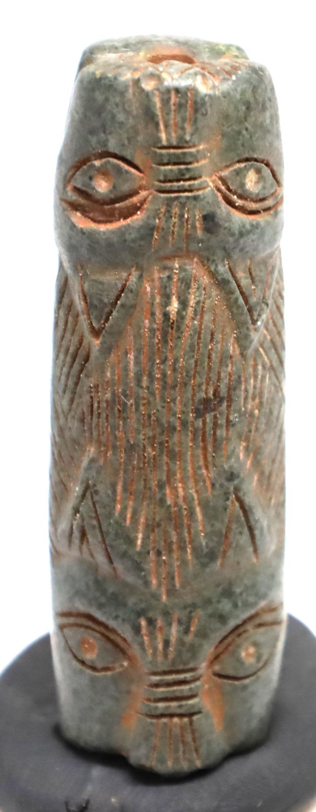 Ancient Green Jasper near Eastern Cylender Roman intaglio stone Seal Stamp Bead