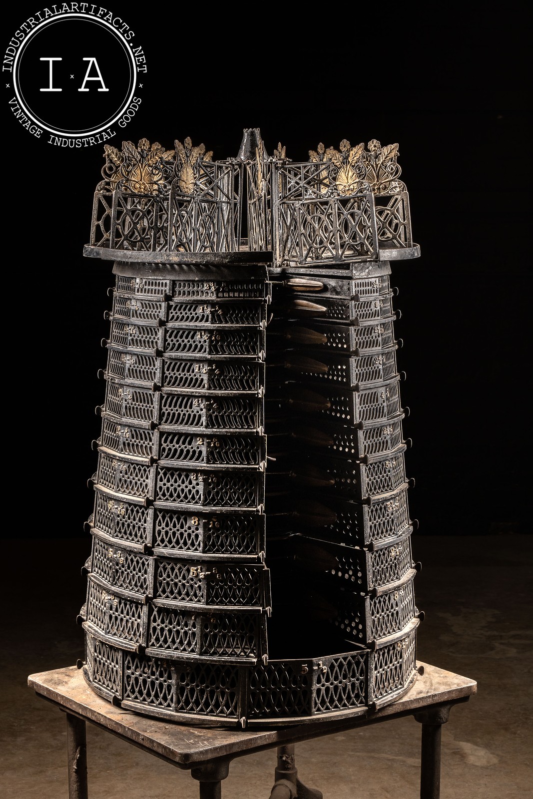 1890s Cast Iron Rotating Small Parts Cabinet by Henry Westphal