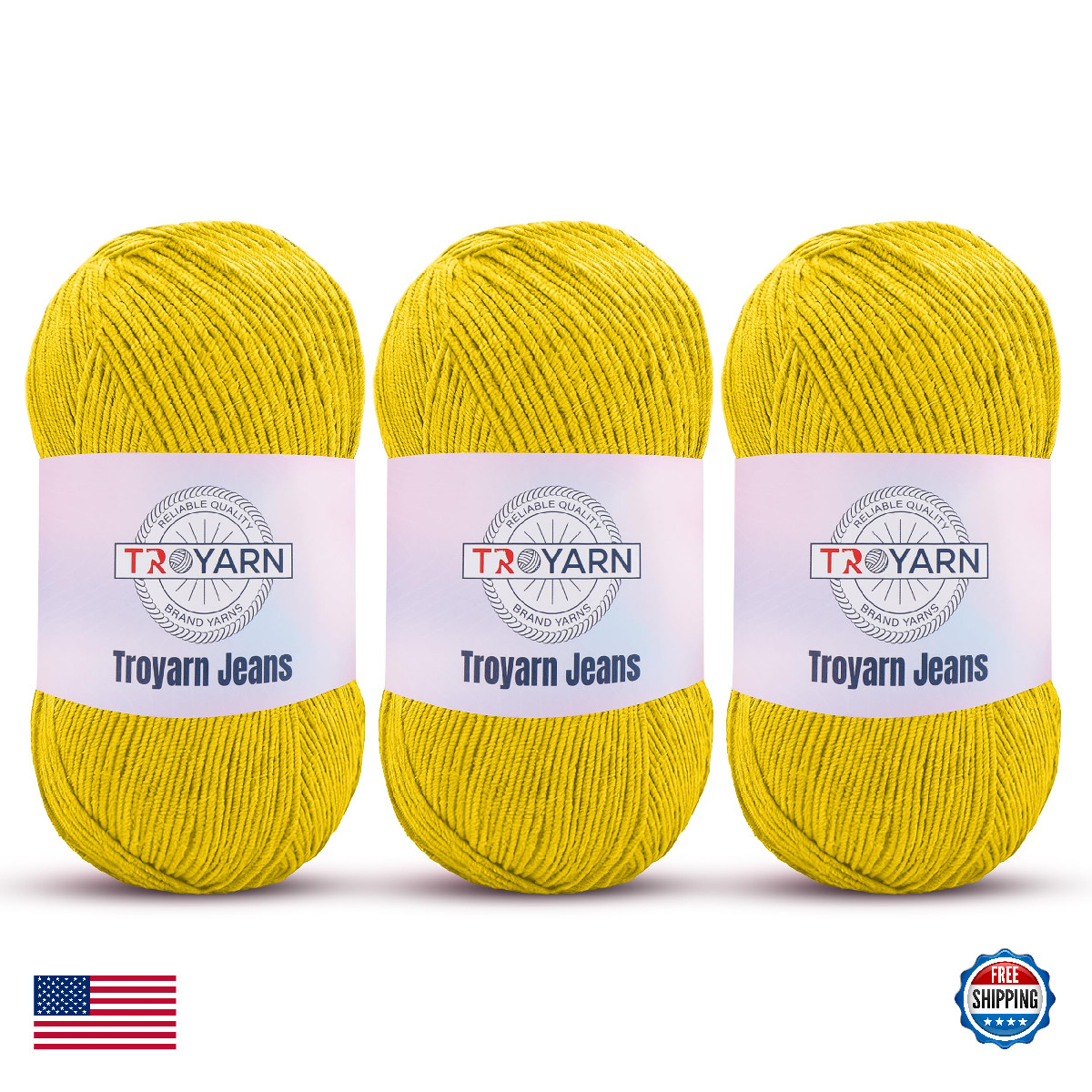 Yellow Fine/Sport Crochet Yarn - 60% Cotton, 40% Acrylic - 360 Yds