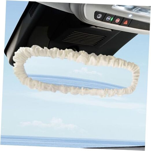 Cute Car Rearview Mirror Cover, Elastic Soft Auto Rearview Mirror Beige