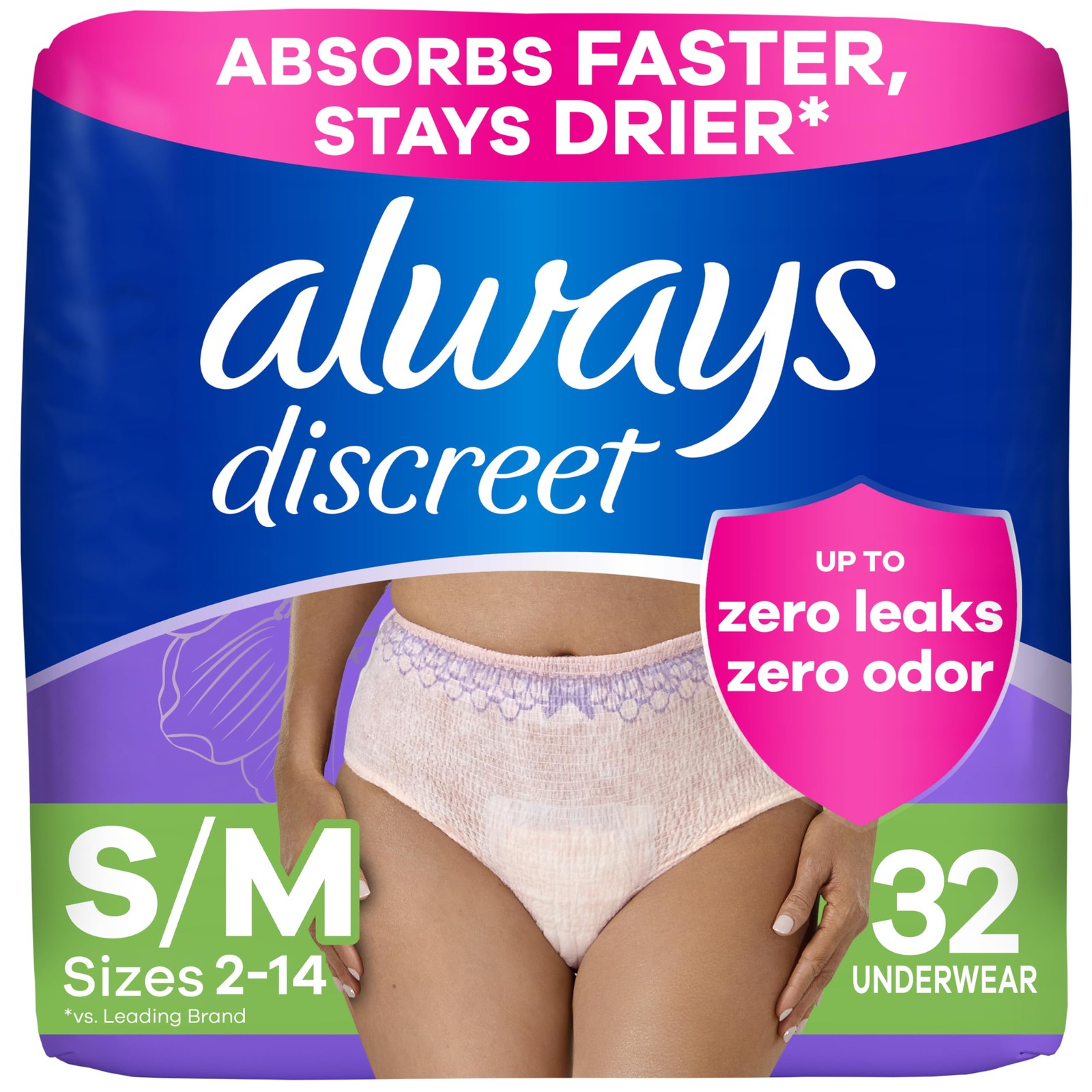 Adult Diapers for Women Incontinence Underwear Small Medium 32ct Always Discreet