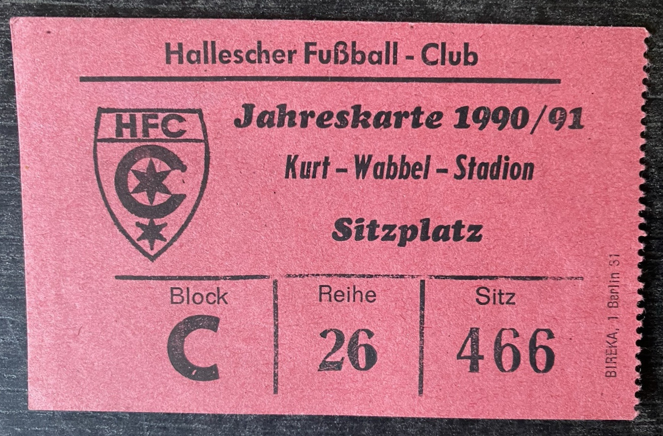 4023 Ticket/Dauerkarte Hfc Chemistry/Hallescher FC - Spieljahr 1990/91
