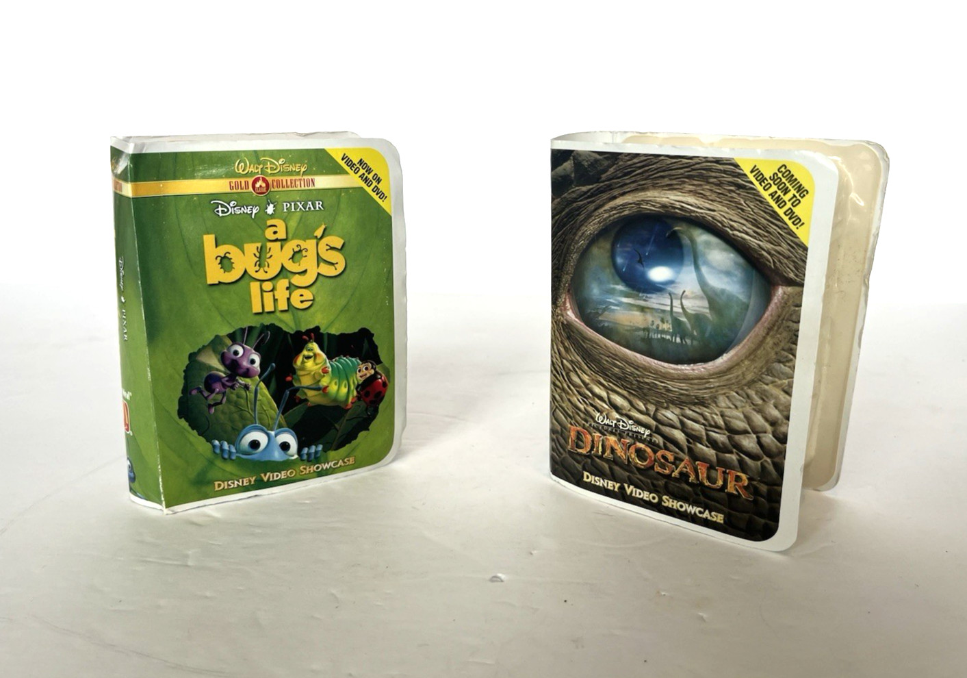 2000 Vintage Set of 2 Disney Video Showcase Dinosaur and A Bug's Life.
