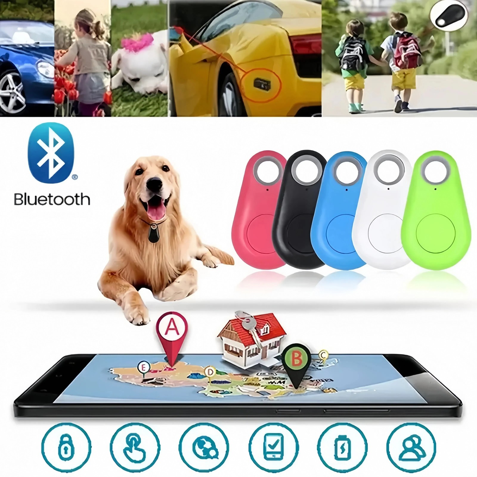Compact Bluetooth GPS Tracker for Pets, Keys, Wallets and More