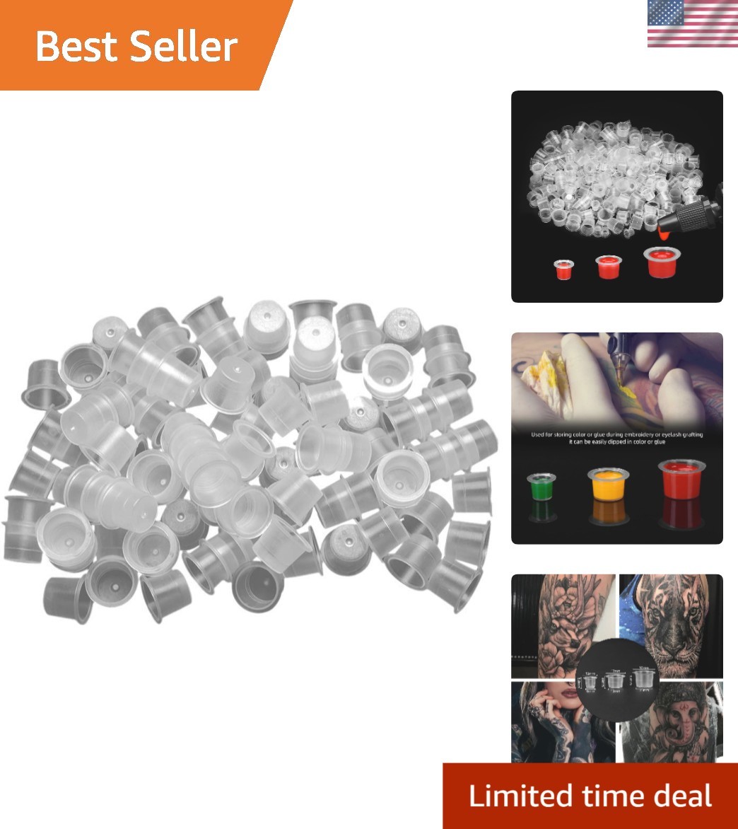 300pcs Mixed Tattoo Ink Cups - Small, Medium, Large for Precision Ink Holding