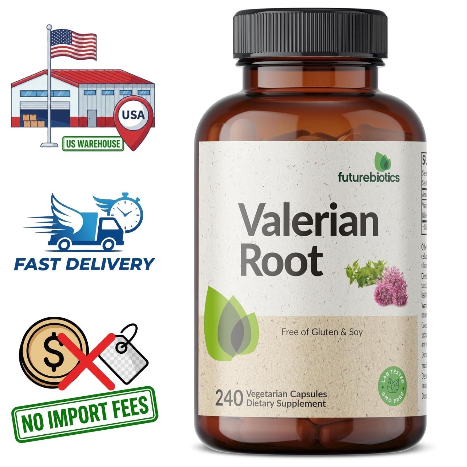 Valeriana Extracto de Raiz | 240 Capsulas | Suministro para 8 Meses