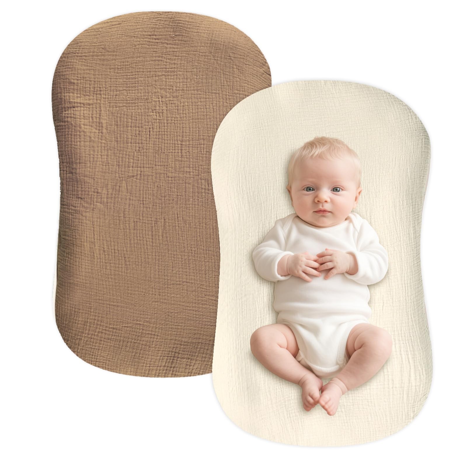 Muslin Baby Lounger Cover 2 Pack - 100% Breathable Cotton Soft Infant Lounger...