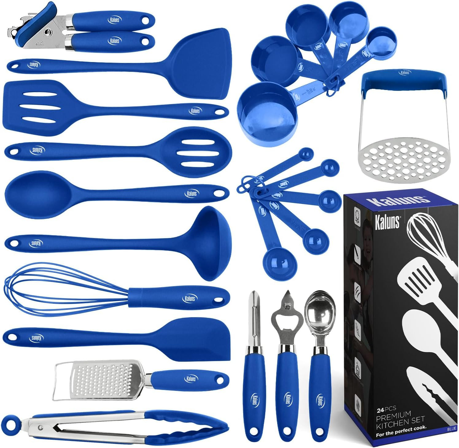 Silicone Kitchen Utensils Set 24 Pcs Cooking Utensils Set - Can Opener, Masher, 