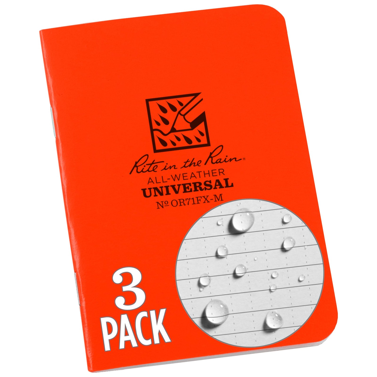 in the Rain Weatherproof Mini Stapled Notebook, 3.25" x 4.625", Orange Cover