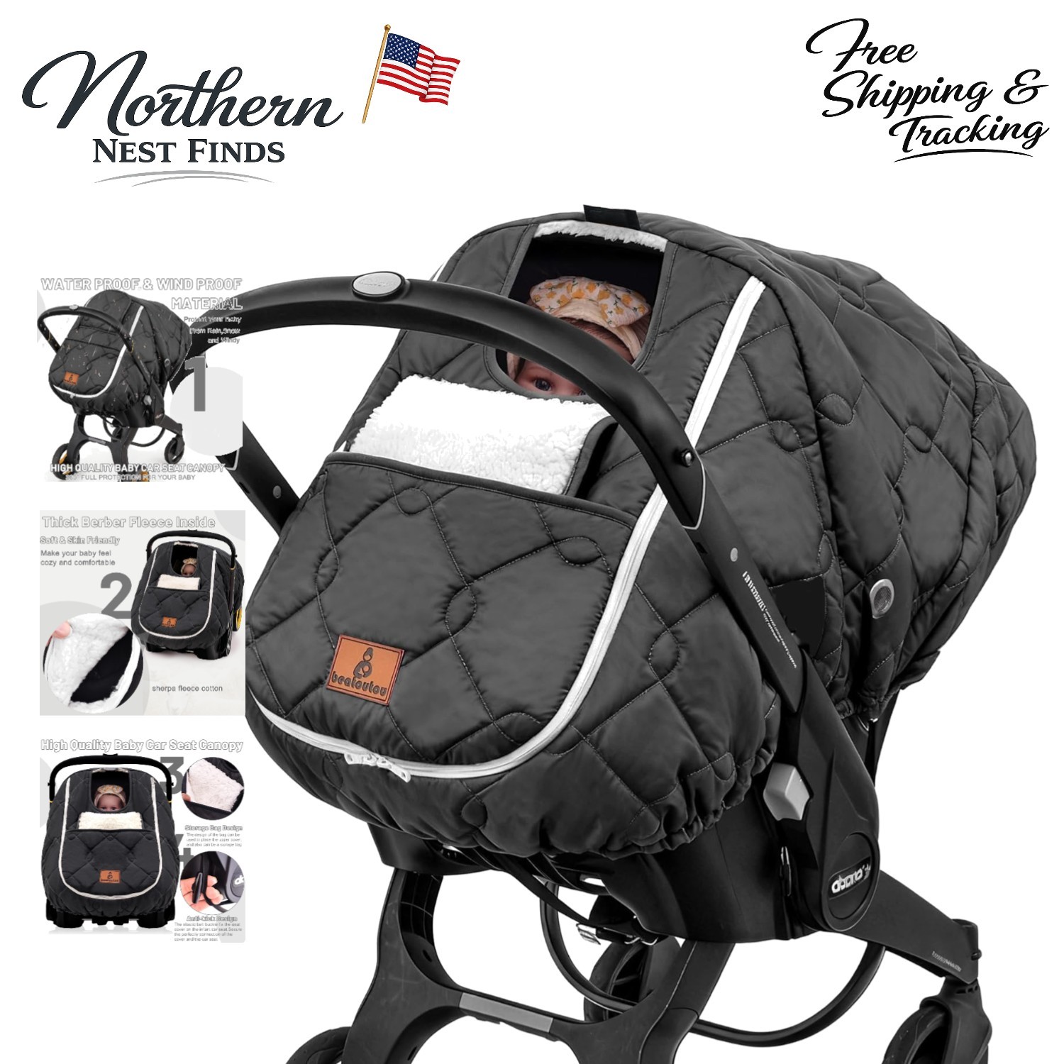 Waterproof Winter Baby Car Seat Cover for Doona - Cozy & Safe Security