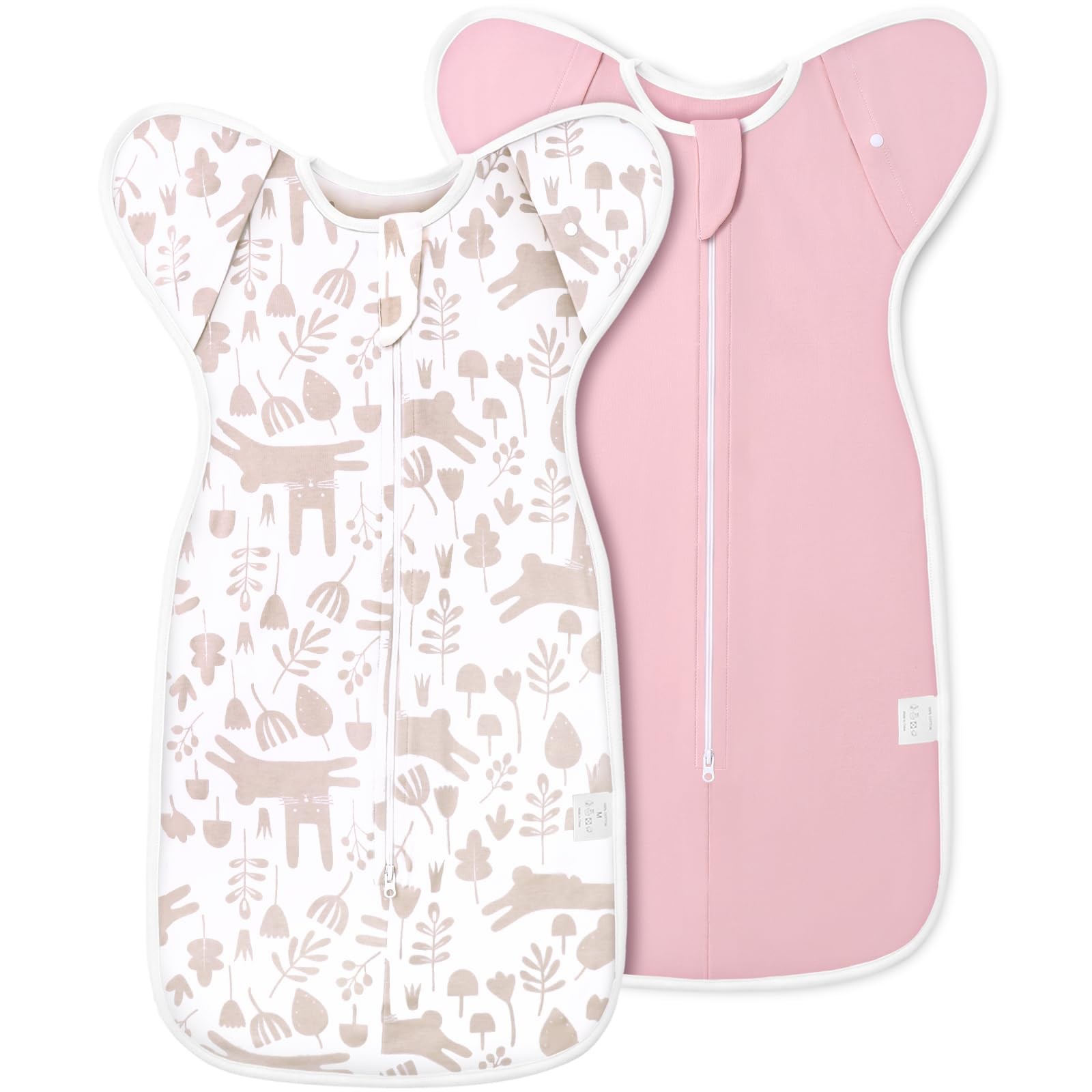 ANYEDDE 2-Pack Newborn Swaddle Sleep Small (0-3 Month), 2 Pack Pink & Bunny 