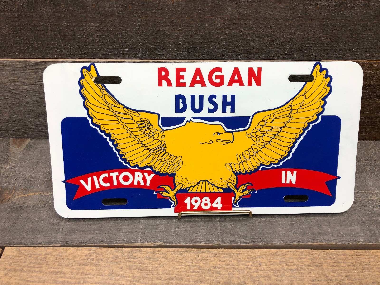 Vintage 1984 REAGAN/BUSH Victory Metal License Plate 10AK