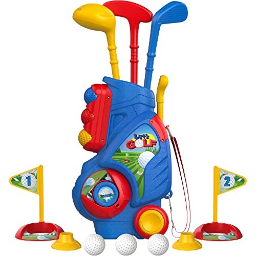  Toddler Golf Set, Upgraded Kids Golf Cart with Unique Shoulder Strap Blue