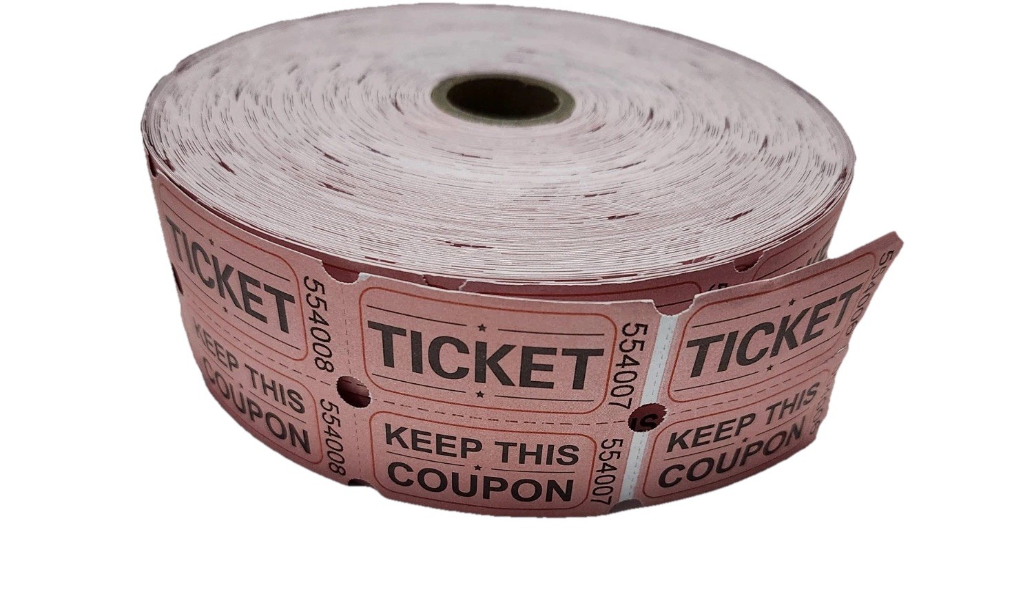 Double Stub Raffle Tickets Red 2000ct Consecutively Numbered 50/50 Event