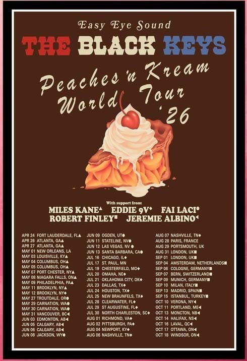 SALE!! The Black Keys The Peaches'N Kream World Tour 2026 Poster