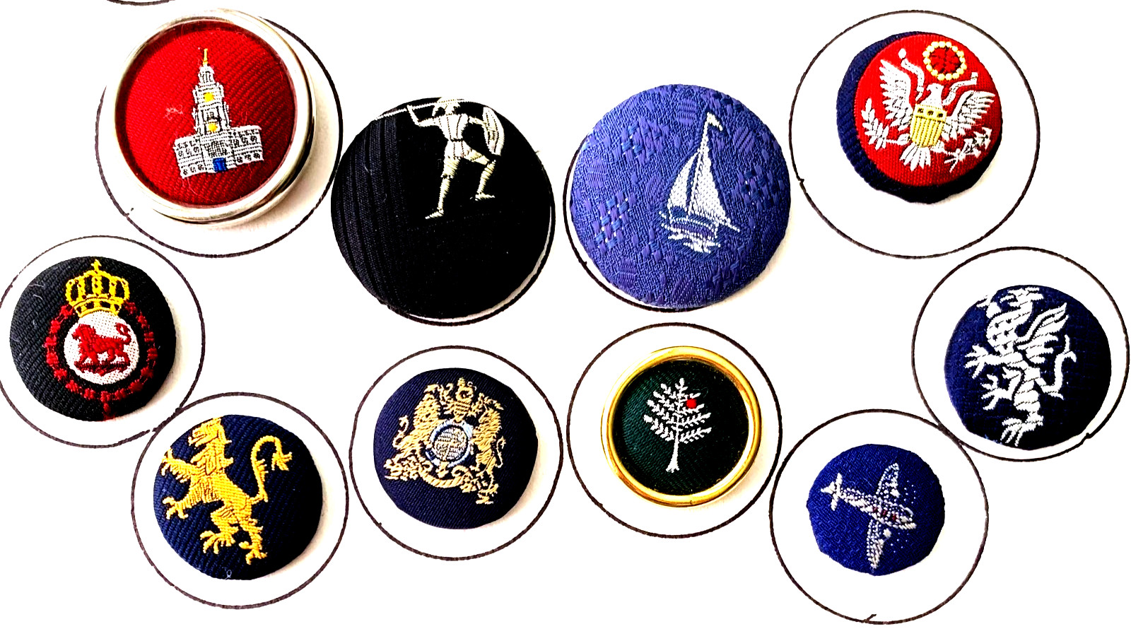 Large Vintage Cloth Picture Buttons