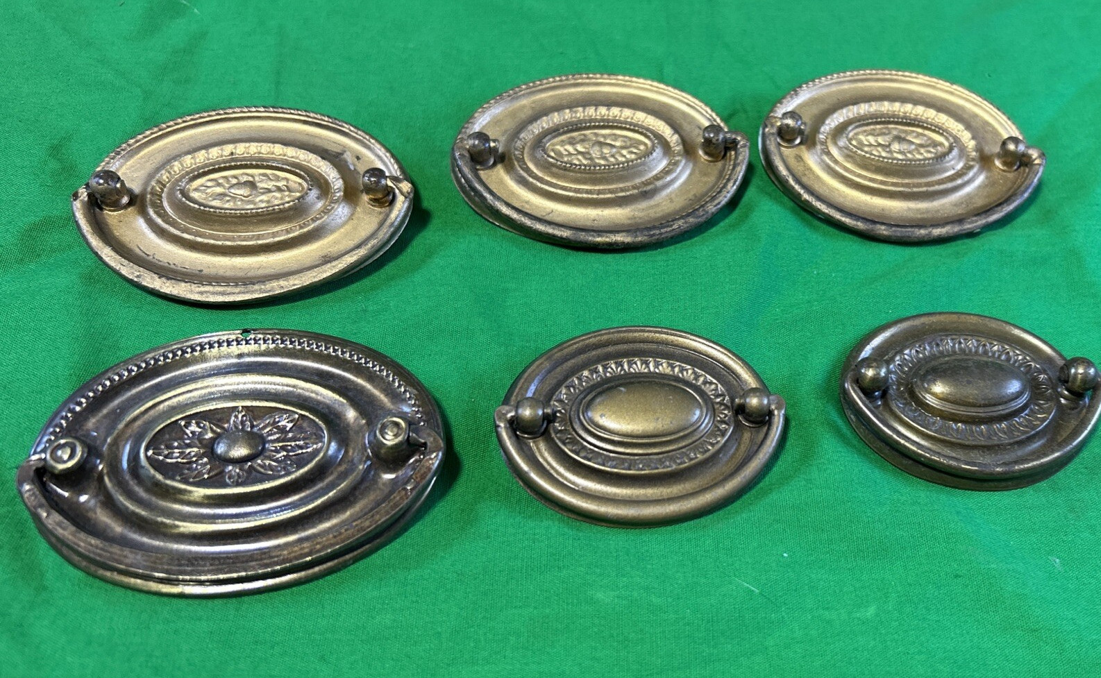 Six Vintage Pressed Steel Drawer Pull Handle Salvage Hardware