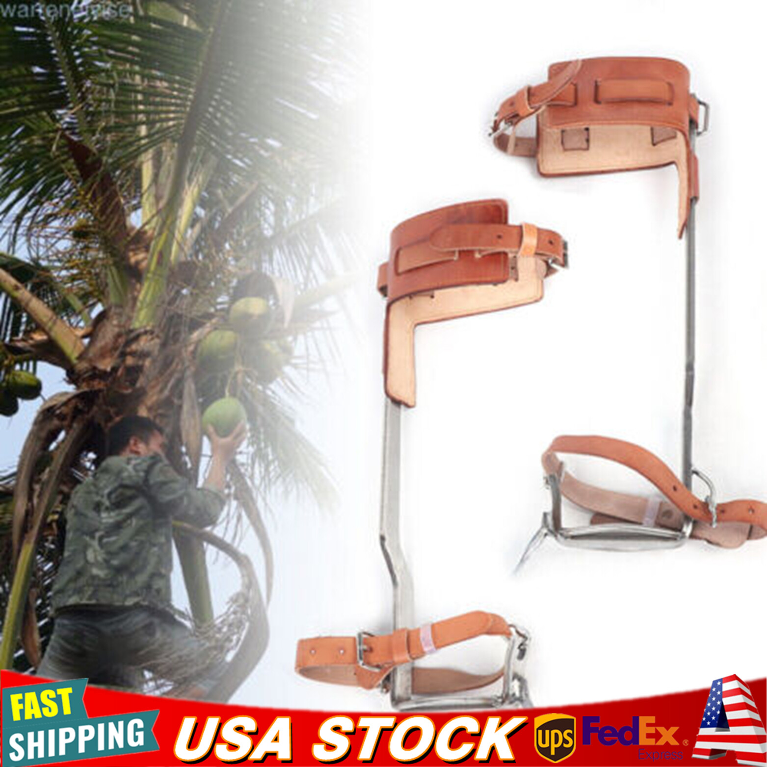 Climbing Tree Spikes set Stainless-Steel Tree Pole Climbing Spurs Gear Climbing