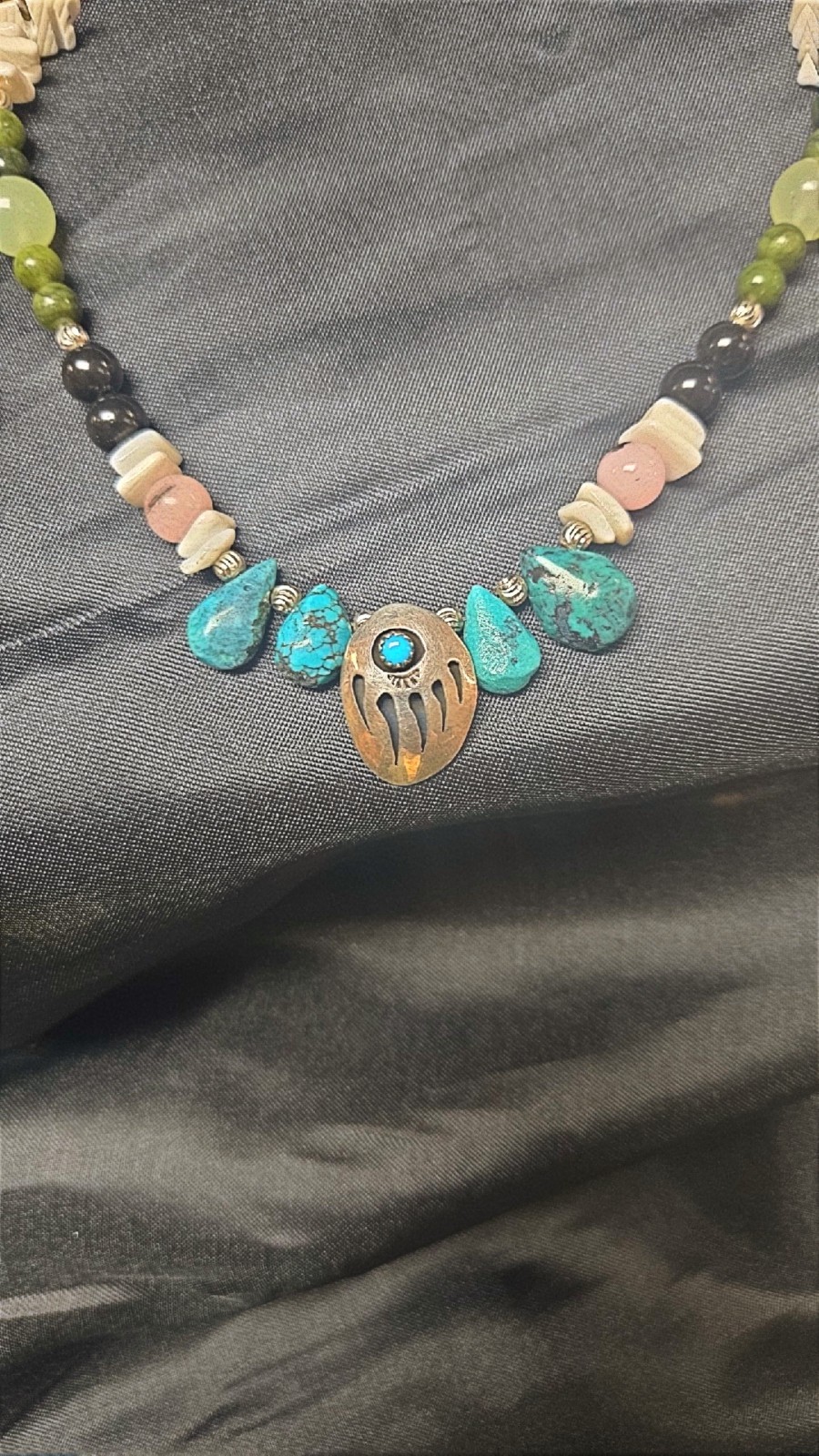 Vintage Handmade Reclaimed Native American Sterling Silver Southwestern Necklace