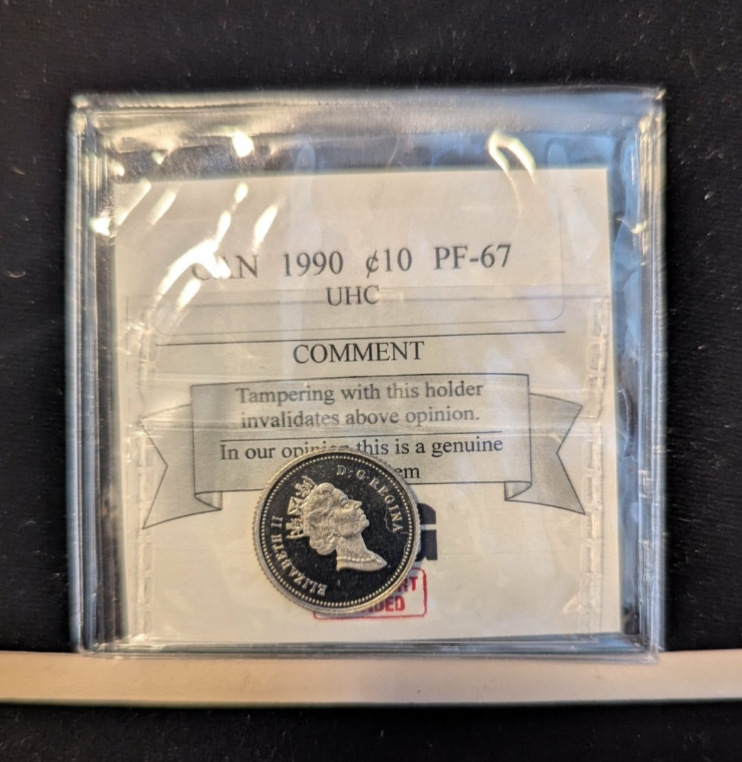 1990  Coin Mart Graded Canadian,  10  Cent, **PF-67 UHC**