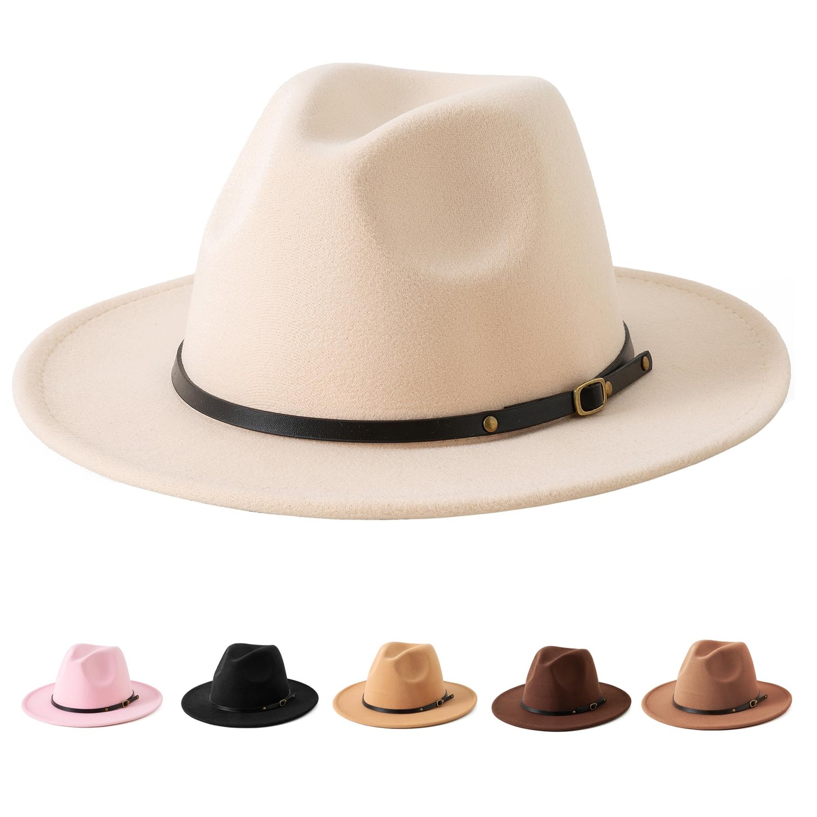 Jastore Kids Girls Boys Classic Wide Brim Bowknot Wool Felt Fedora Hat