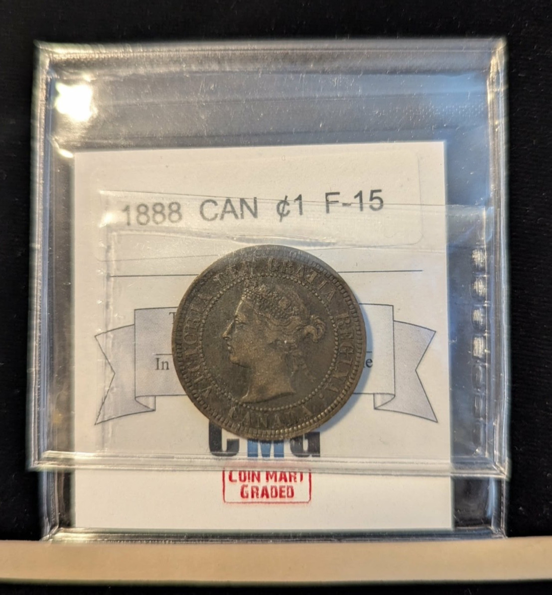 1888  Coin Mart Graded Canadian, Large One Cent, **F-15** 