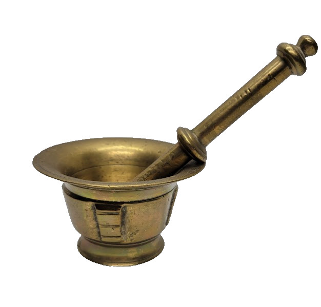 Vintage Solid Brass Mortar And Pestle Heavy Apothecary Pharmacy Tool