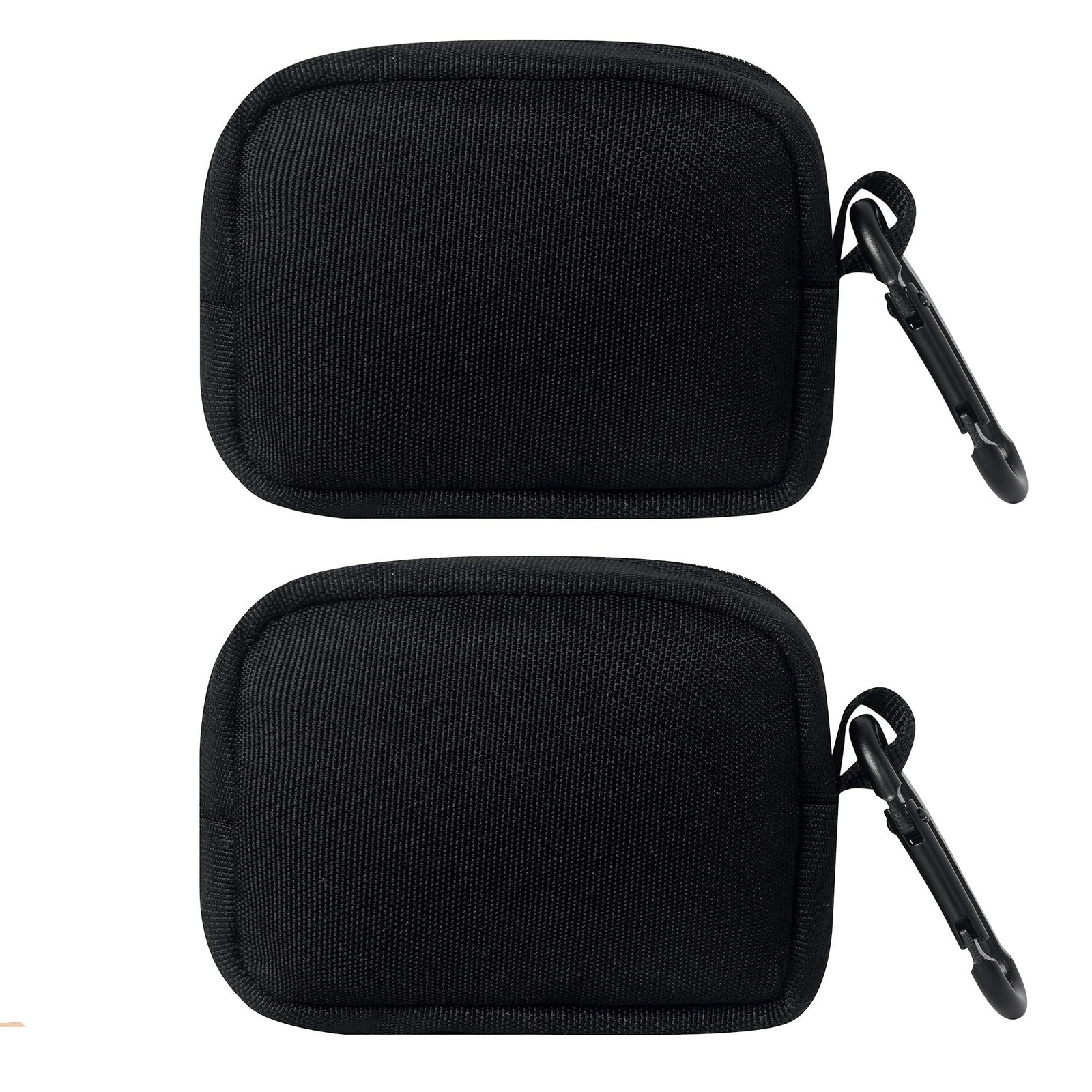 TUBGIIKS 2-Piece Mini Pouch with Carabiner Clip, 4 x 3 x 1.2 inches, Black 