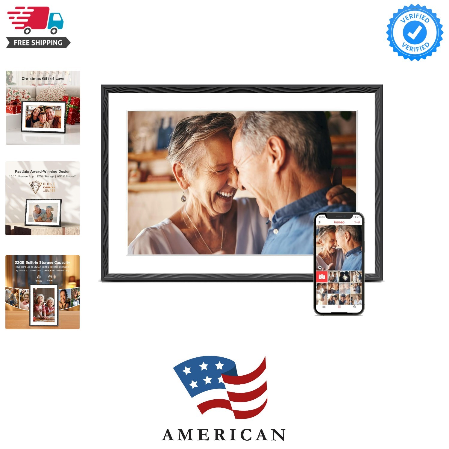 Digital Picture Frame, 10.1'' Frameo Digital Frame Wifi, 32GB Memory, 1280*80...