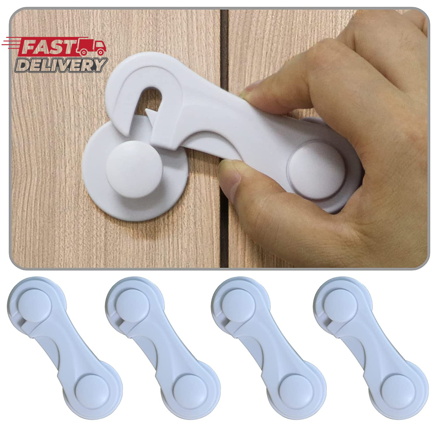 Cabinet Door Locks for Baby Proofing and Child Safety, 4 Pack Childproof Cabinet