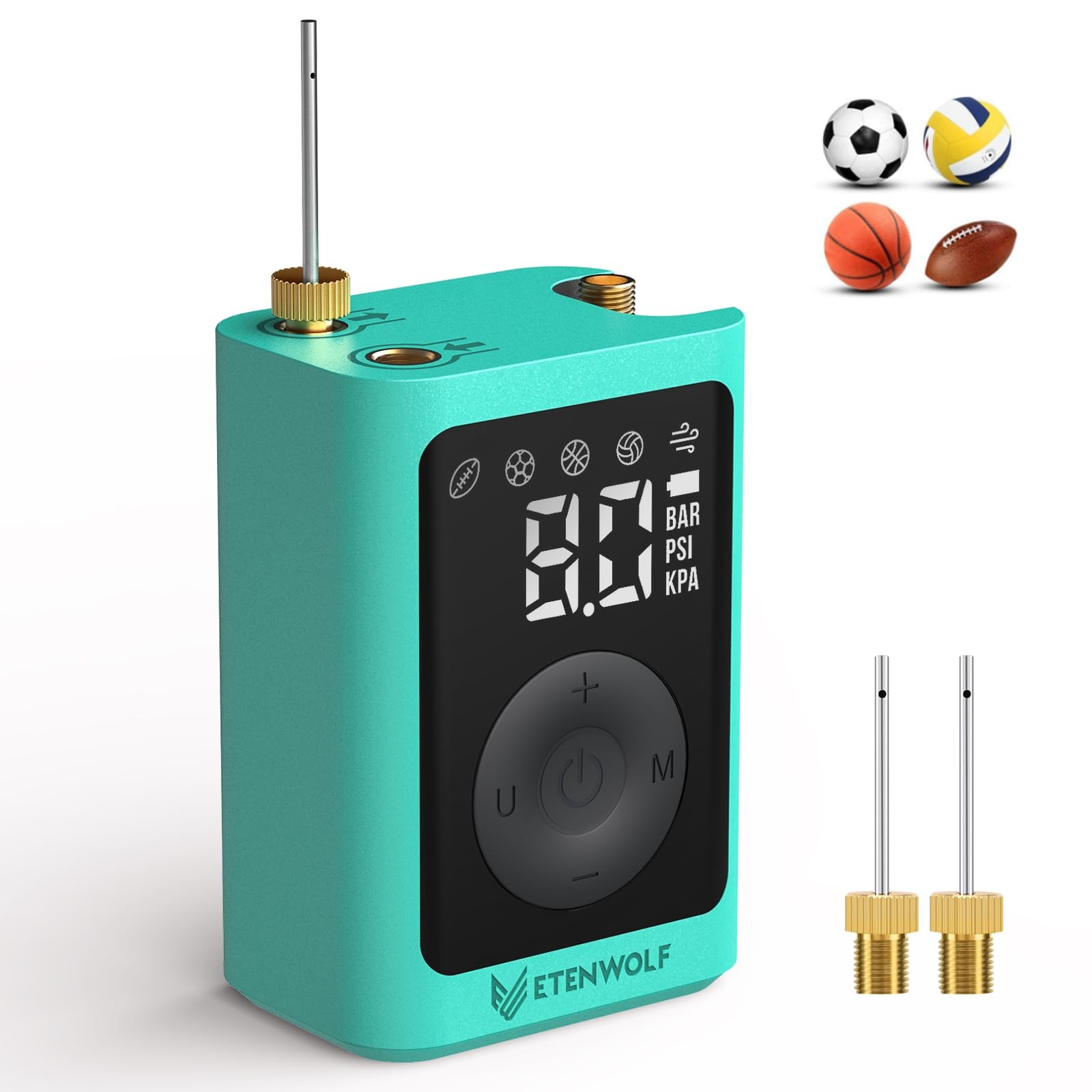 ETENWOLF Electric Ball Pump Inflation & Deflation small portable, Dark Cyan 