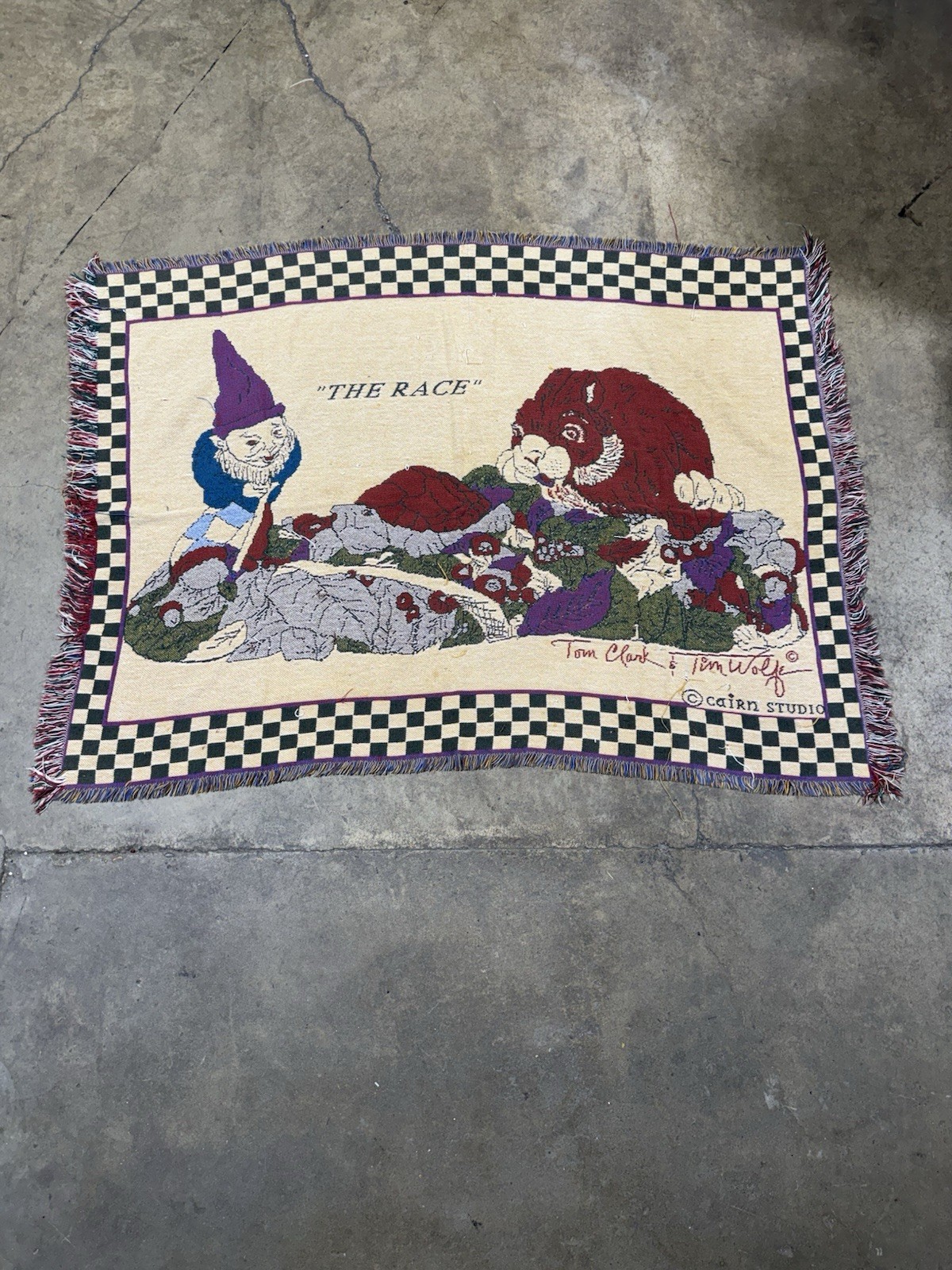 Vintage Tom Clarke Tim Wolfe Tapestry Throw Blanket Gnome 44X60