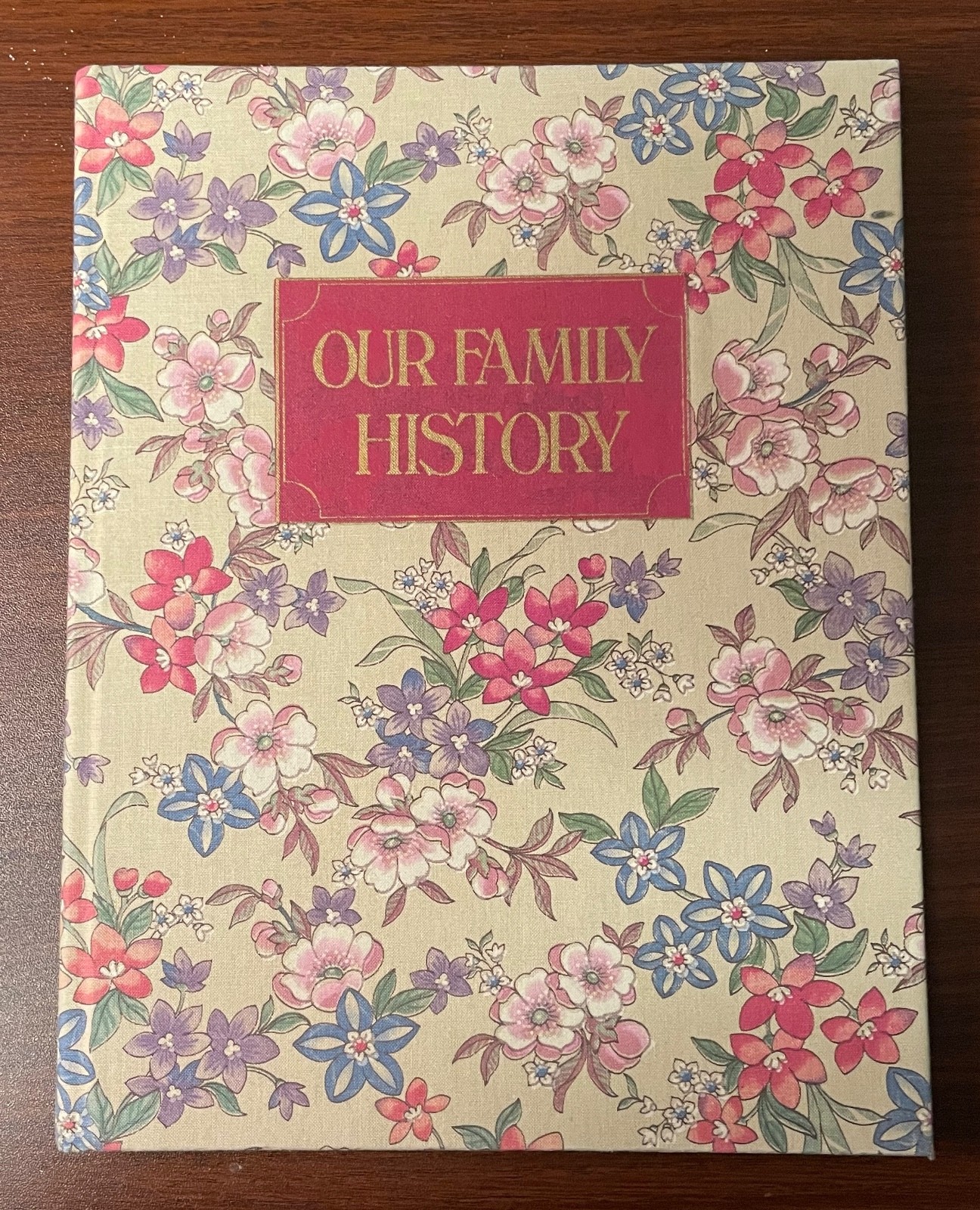 Vintage Our Family Story Floral Fabric Hardcover Record Notebook 1981 Unused
