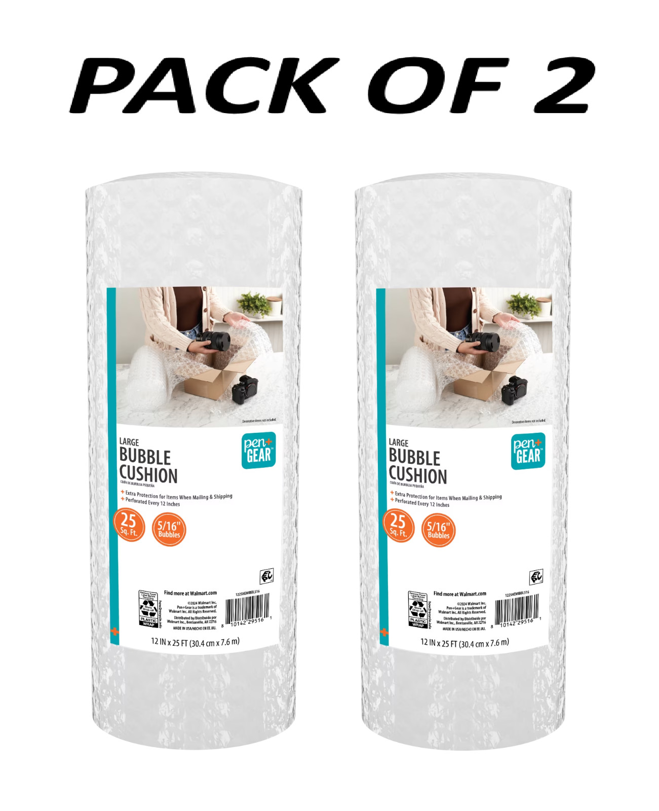 Pen+Gear 12" x 25' Bubble Cushion Roll, Clear, 5/16" Large Bubbles