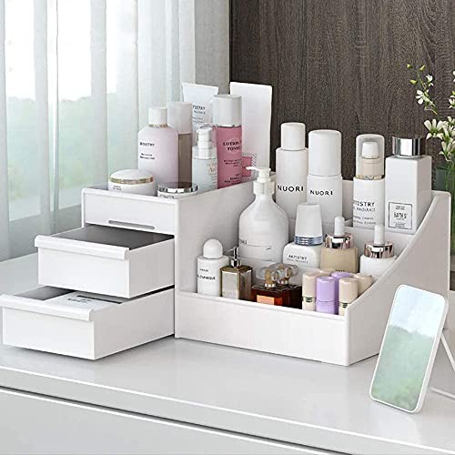 Large Makeup Capacity Cosmetic Storage Box Skin Care Organizer White