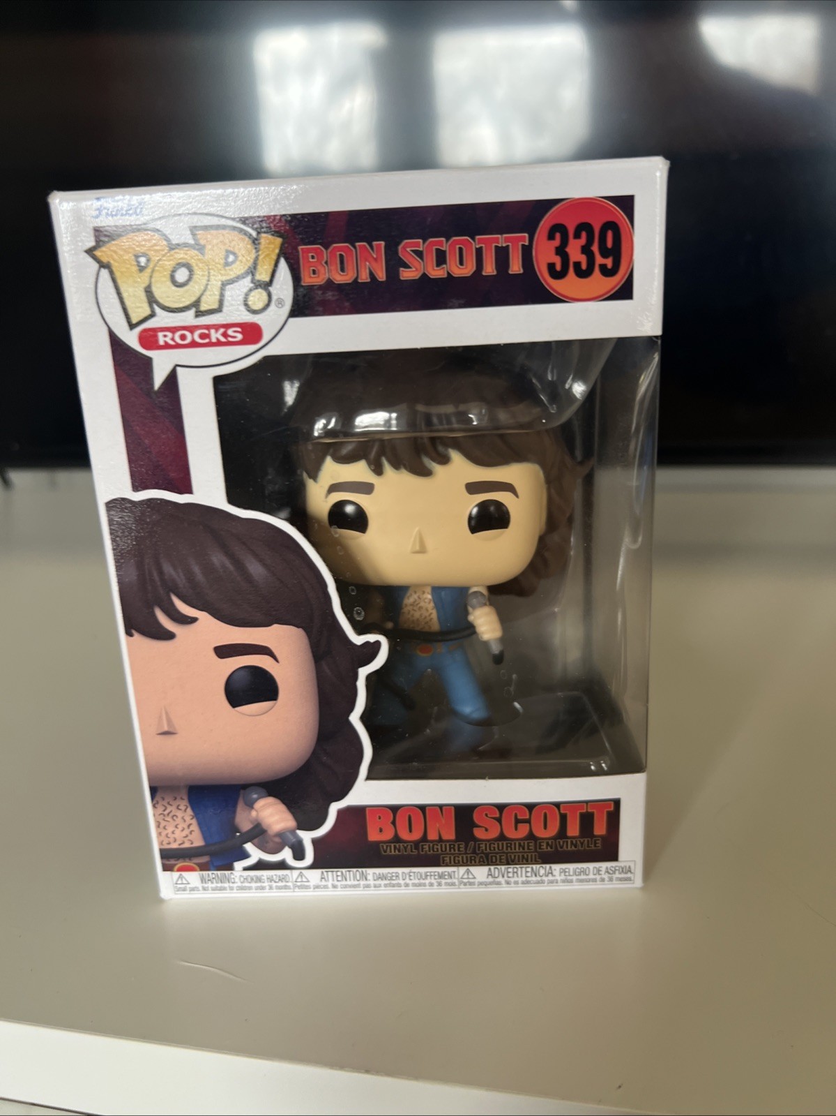 Funko Pop! Rocks Bon Scott #339 AC/DC Singer Vinyl Figure, Vaulted