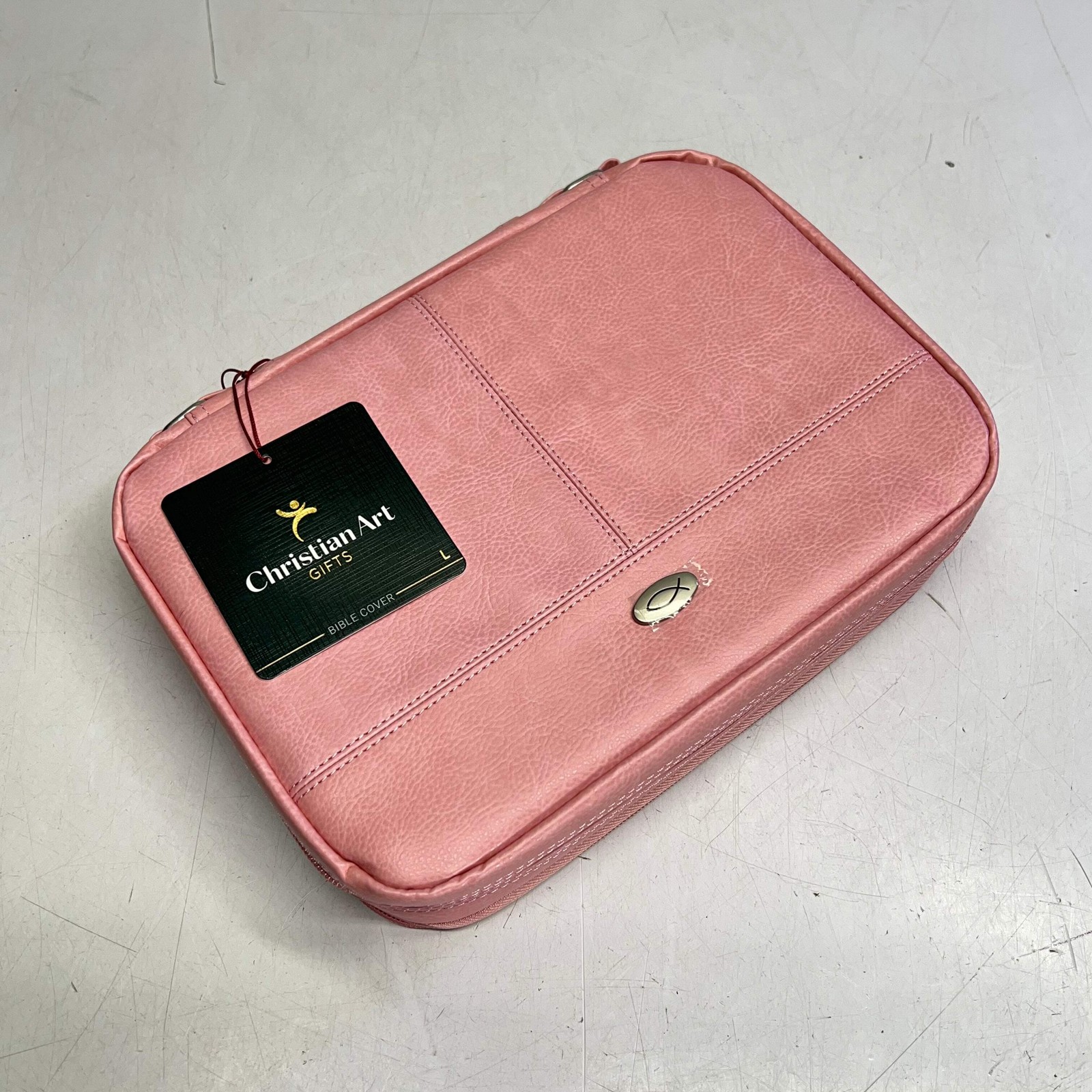 CHRISTIAN ART GIFTS Two-fold Faux Leather Organizer Bible Cover 7"x10" Pink